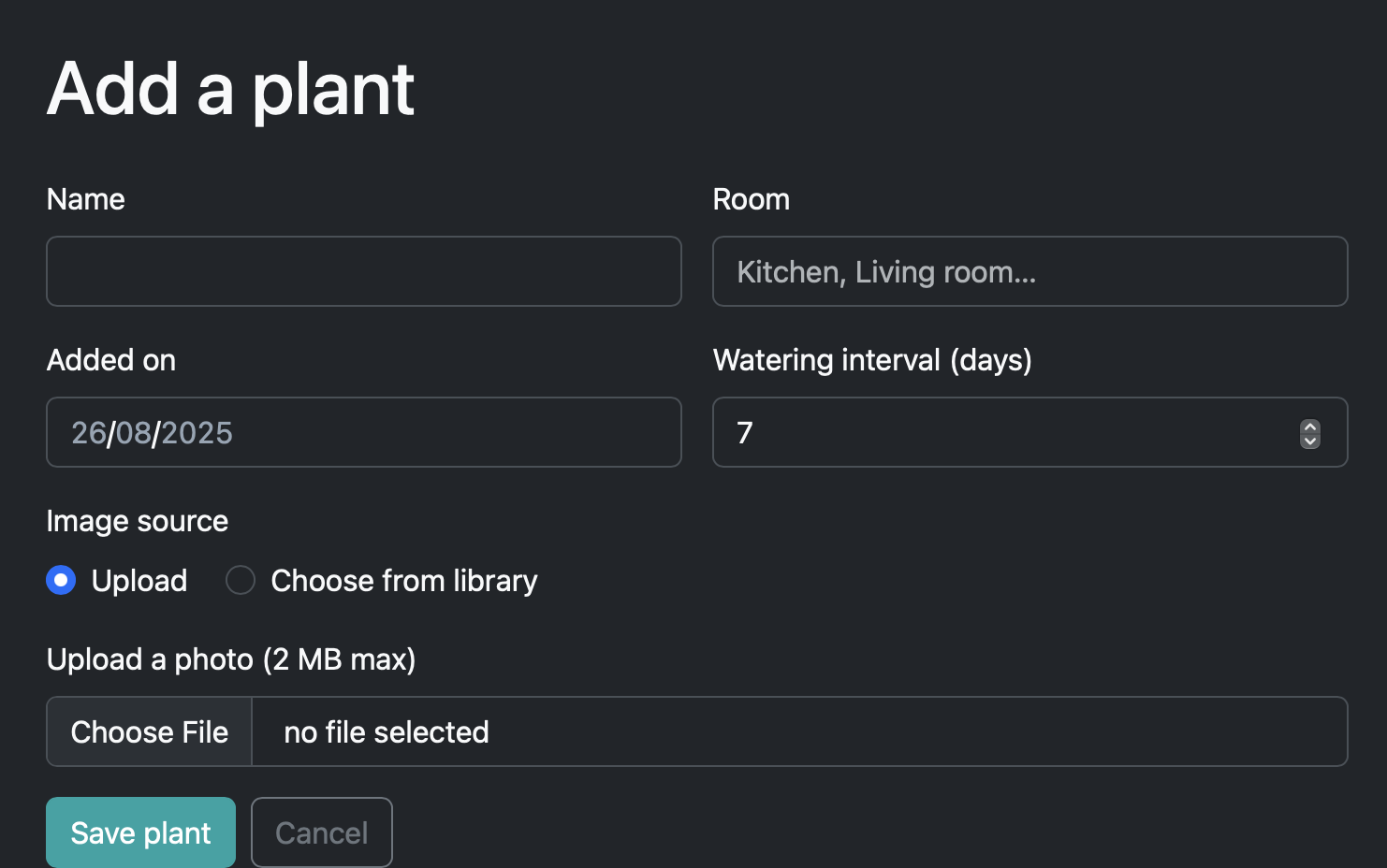 Add plant form
